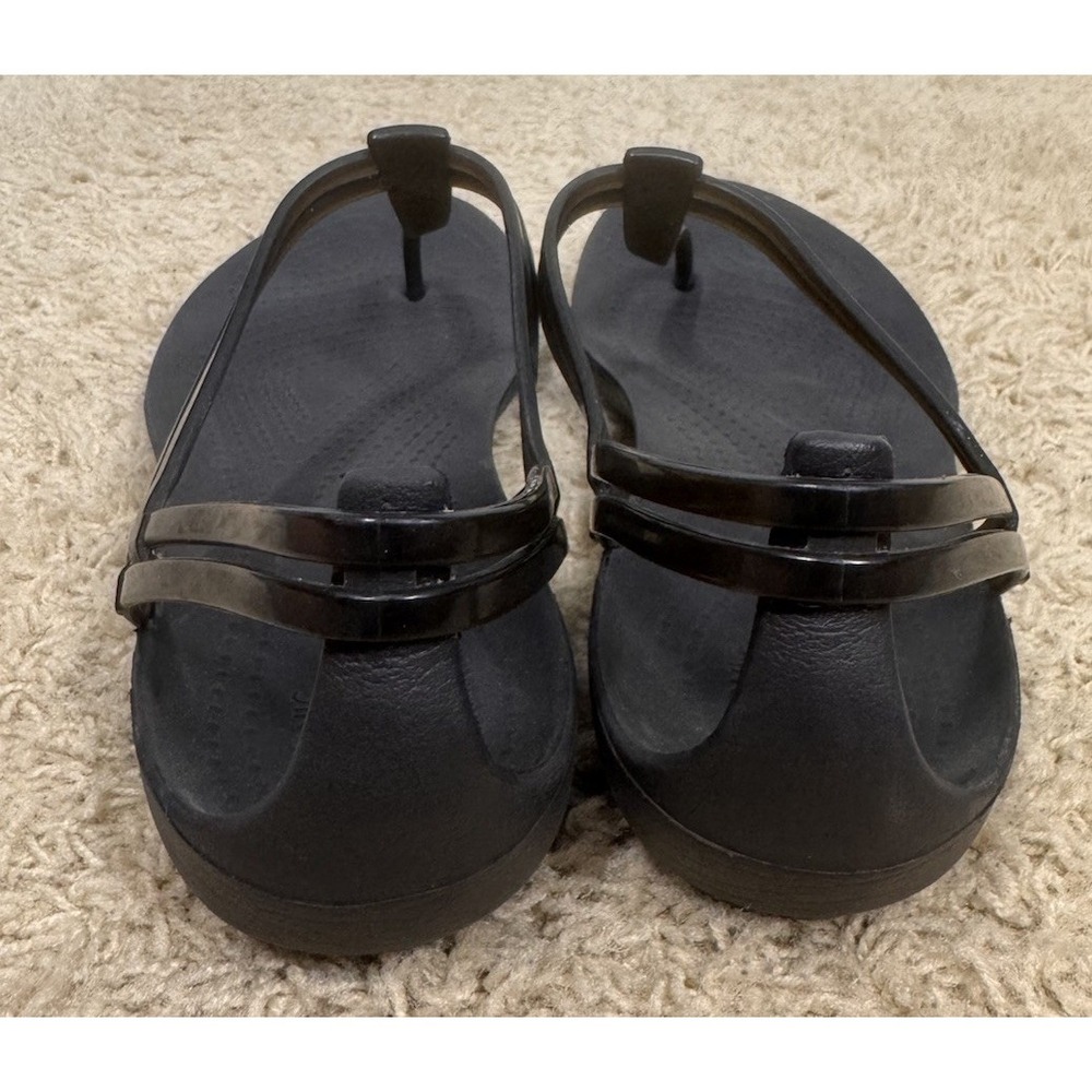Crocs Isabella T-Strap Gray Waterproof Comfort Jelly Sandal Women's 9 Beach - Picture 8 of 12
